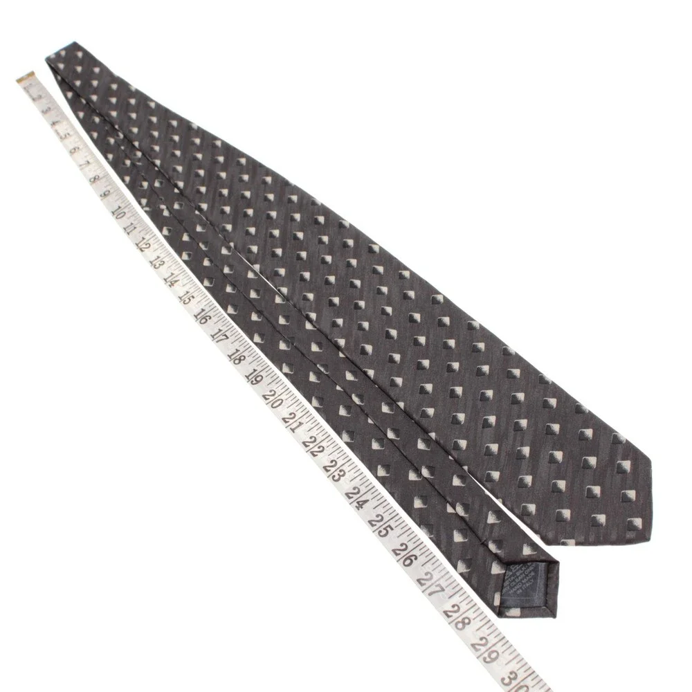 Brioni NWOT Neck Tie in Gray & Cream Geometric Print 100% Silk Made in Italy